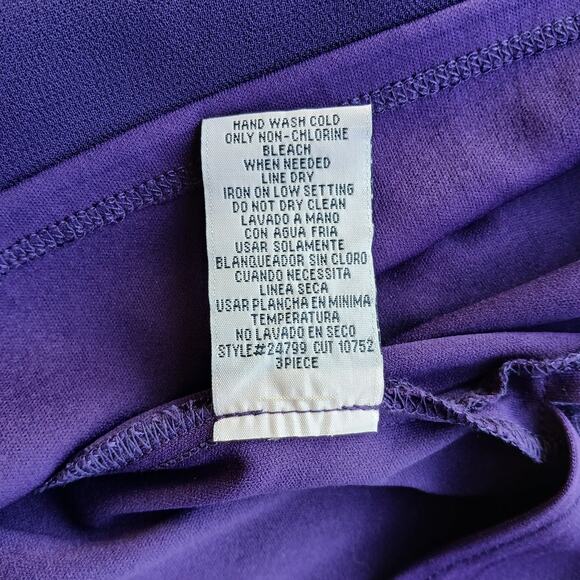 Maya Brooke Dark Purple Sleeveless Blouse size 14 lined sheer mesh layered tank - Picture 9 of 11